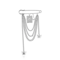 Spilla punk argento con placca a rosa ciondoli a farfalla e catene metalliche a strati - Color Acciaio