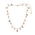 Collier chaîne dorée avec marguerites en émail coloré et breloques en cristal brillant - Or