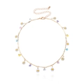 Goldkette mit weißen Gänseblümchen und bunten herzförmigen Edelstein-Anhängern - Gold