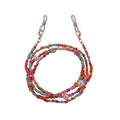 Detail of colorful beads and pearls on the glasses chain with golden lobster clasps - Gold