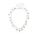 Hawaiian style necklace with silver starfish and colorful daisy floral charms - Steel