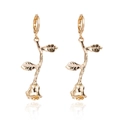 Boucles d'oreilles rose dorée avec fermoir dormeuse et détails de feuilles fines - 11# Rose en Or