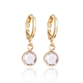 Boucles d'oreilles créoles dorées avec pendentifs ronds en pierres précieuses claires - 13# Strass en Or