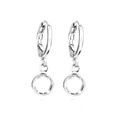 Boucles d'oreilles créoles argentées avec pendentifs en cristal clair pour femmes - 14# Strass en Argent