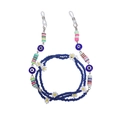 Blauwe brillenkoord met boze oog kralen en witte madeliefjes voor dames - 2# Blauwe Kraal