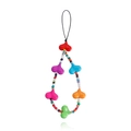 Dragonne de téléphone colorée avec perles de cœur en résine et perles rondes multicolores - Style de Grosse Perle en Cœur Multicolore(ZW3051)
