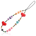 Correa de cuentas coloridas para móvil con colgante de corazón rojo y flores de acrílico - Flor Corazón Multicolor Cuentas (2#)