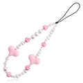 Colgante para móvil con corazones rosas, perlas blancas y cuentas de flores acrílicas - Floral Rosa Perla Cuentas (3#)