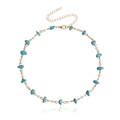 Collier bohème en perles de turquoise et nacre avec chaîne dorée ajustable et fermoir - Style Turquoise (1#)