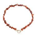 Bohemian large irregular red turquoise stone necklace with golden OT toggle closure - Reddish Brown Stone Style (ZW2227)