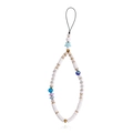 Handgemaakte telefoonkoord met LOVE kralen en Evil Eye bedels in een trendy design - Witte Schijf Boze Oog Stijl / Wit Polymeerklei Love Letter