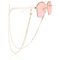 Gafas de sol de metal dorado con lentes rosa claro y cadena decorativa multicapa - Estilo Cadena Fina de Flecha (1#)