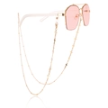 Gafas de sol rosadas poligonales con montura dorada y cadena con colgante de cruz - Estilo Decorativo de Cruz (2#)