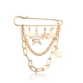 Broche punk dorado con borlas de cadena larga y colgantes de estrella con estrella esmaltada - Estilo de Alfiler de Estrella con Borla / Dorado