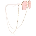 Gafas de sol degradadas rosas con doble cadena dorada y discos ondulados decorativos - Estilo Placa Ondulada de Doble Capa (4#)