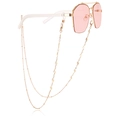 Lunettes de soleil roses à monture dorée avec chaîne décorative à pendentifs géométriques - Style Plaque Métallique Géométrique (6#)