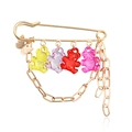 Goldene Punk-Sicherheitsnadel-Brosche mit bunten Harzbären und Schmetterling - Gold