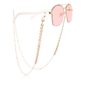 Lunettes de soleil à verres roses, monture en métal doré et chaînes multicouches - Style Combinaison Anneau Carré et Perle (7#)