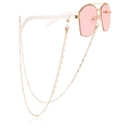 Lunettes de soleil hexagonales verres roses avec chaîne de masque dorée étagée - Style Décoratif Fleur Ajourée (8#)