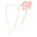 Lunettes de soleil roses polygonales avec chaîne décorative dorée et anneaux évidés - Style Anneau Circulaire Ajouré (9#)