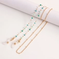 Fashionable eyewear chain with colorful crystal beads and golden links for glasses or masks - Gold And Blue Green Beads (5#)