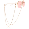 Pink lens sunglasses with gold metal frame and matching white temple decorative chain - Mixed Geometric Style (1#)