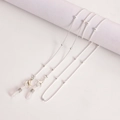 Detail of silver beaded eyeglass chain with lobster clasp and silicone anti-slip loop - Silver Beaded Style (2#)