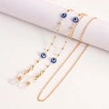 Golden metal Evil Eye chain with blue beads for glasses and face masks for women - Classic Blue Bead Style (3#)