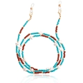 Sky blue and brown beaded lanyard with baroque pearls and golden lobster clasps - Baroque Artificial Pearl Beaded (5#)