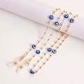 Golden bead chain glasses holder with blue evil eye charms and lobster clasps - Classic Blue Evil Eye (3#)