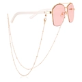 Gafas de sol rosa con montura metálica dorada y elegante cadena de cuentas de moda - Talla 7