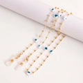 Golden bead eyewear chain with evil eye charms and non-slip silicone loops - Blue And White Evil Eye (1#)