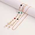 Gold-toned eyeglass and mask chain with colorful clover pendants and lobster clasps - Colorful Clover Style (5#)