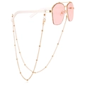 Pink lens glasses with gold beaded metal chain strap for fashion accessory use - Mini Bead Style (3#)