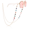 Golden eyewear chain featuring multi-colored evil eye beads and crystal accents - Multi-color Evil Eye Style (1#)