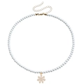 White pearl necklace with gold snowflake pendant and adjustable lobster clasp closure - Snowflake Motif (ZW2845-4#)