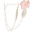 Catena per occhiali dorata con lenti rosa ed eleganti ciondoli a forma di foglia - Stile Foglia Vuota (1#) / Oro