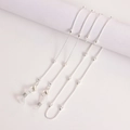 Detail of silver beaded eyeglass chain with lobster clasps and silicone loops - Bead Chain / Bead Chain Silver