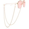 Lunettes de soleil roses polygonales avec monture dorée et chaîne de lunettes élégante - Style Boîte Carrée (5#)