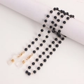Beaded eyewear and mask chain featuring black beads with gold lobster clasps and silicone loops - Gold With Black Beads