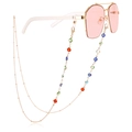 Golden eyewear chain with colorful crystal evil eye beads and stylish sunglasses - Multi-color Round Beads Style (3#)