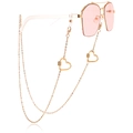 Occhiali da sole geometrici rosa con montatura dorata e catenella con cuori - Stile Cuore Traforato (2#) / Oro