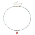 Fashion pearl necklace featuring a red Christmas stocking pendant with gold details - Christmas Stocking (ZW2845-2#)