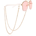 Chaîne de lunettes en métal doré avec monture polygonale rose clair translucide - Style Gourmette Délicate (6#)
