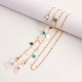 Detail view of golden eyewear chains with colorful enamel hearts and secure rubber loops - Colorful Heart Style (6# Heart)
