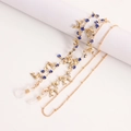 Golden eyewear chain with dolphin charms and deep blue crystals for glasses and masks - Dolphin Style (4# Dolphin) / Gold