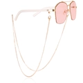 Goldene Brillenlkette mit rosa Gläsern Sonnenbrille auf weißem Hintergrund - Stil 1