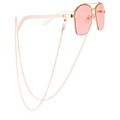 Lunettes de soleil octogonales dorées avec verres roses et chaîne à maillons fins - Style Disque Plat (7#)