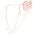 Occhiali da sole rosa con montatura dorata e catenella con ciondoli a cuore - Stile Cuore Ondulato (3#) / Oro