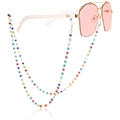 Colorful beaded sunglasses chain with faceted beads and anti-slip rubber loops - Style 2 (Multi-color Mushroom)
